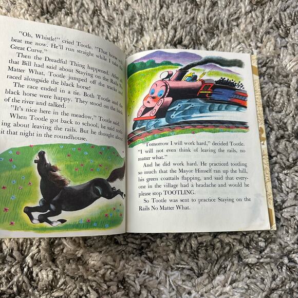 Vintage VTG Little Golden Book Tootle Train Junk Journal Ephemera - Picture 9 of 9